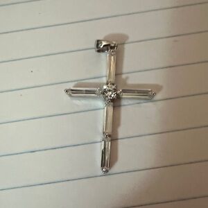 Sterling Silver CZ Cross Pendant vintage